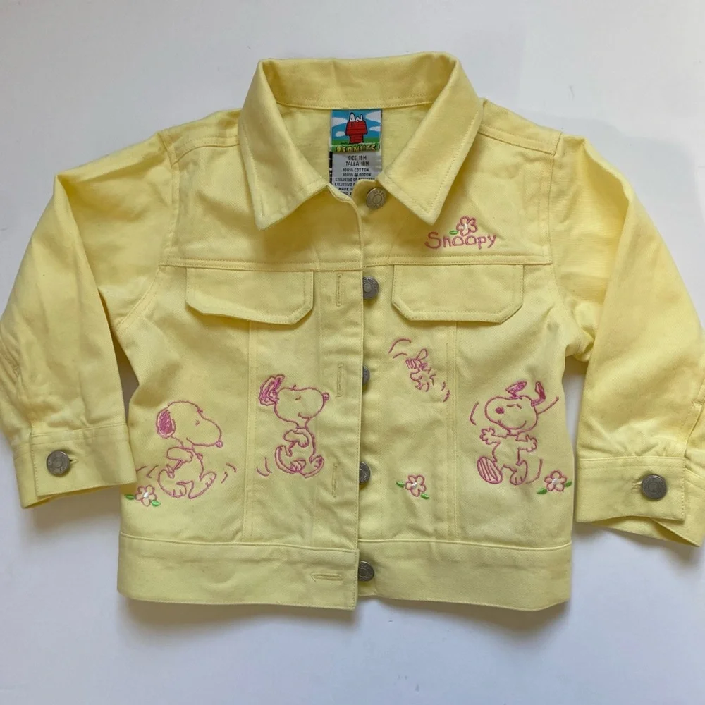 Snoopy Jacket Size 18 Months Vintage Yellow Pink EUC Girls Jean Y2K Peanuts